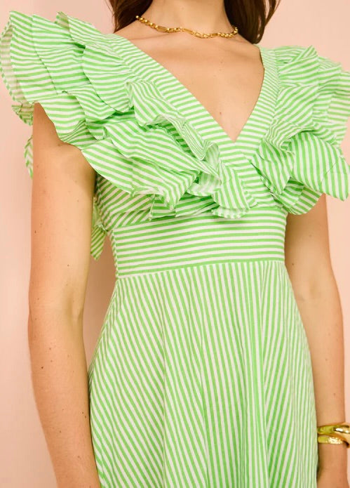 Aston Studio Letitia Green Stripe Dress