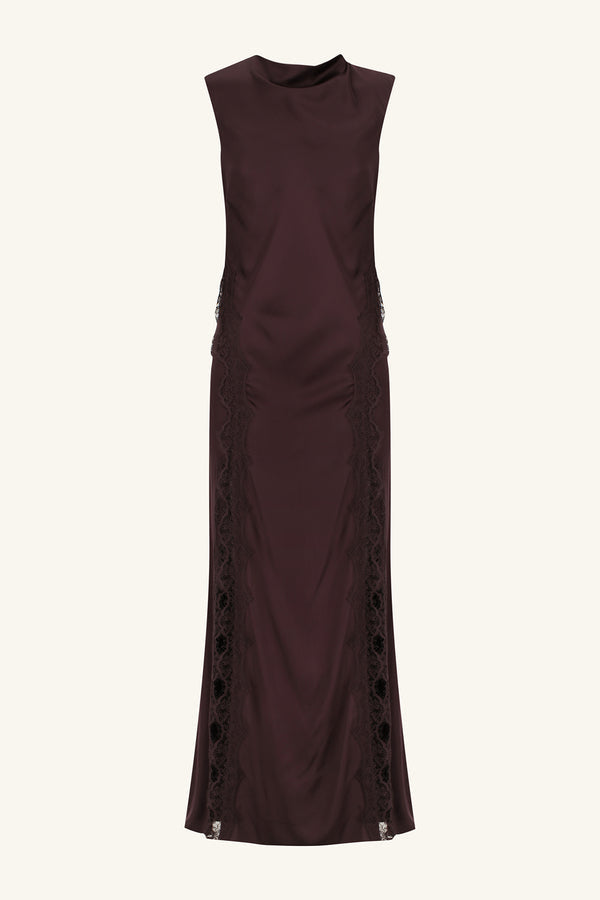 Shona Joy Allegra Lace Panelled Maxi Dress in Expresso