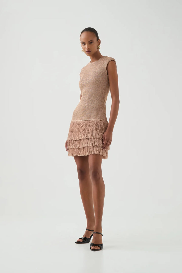 AJE Rose Gold Breeze Knit Mini Dress