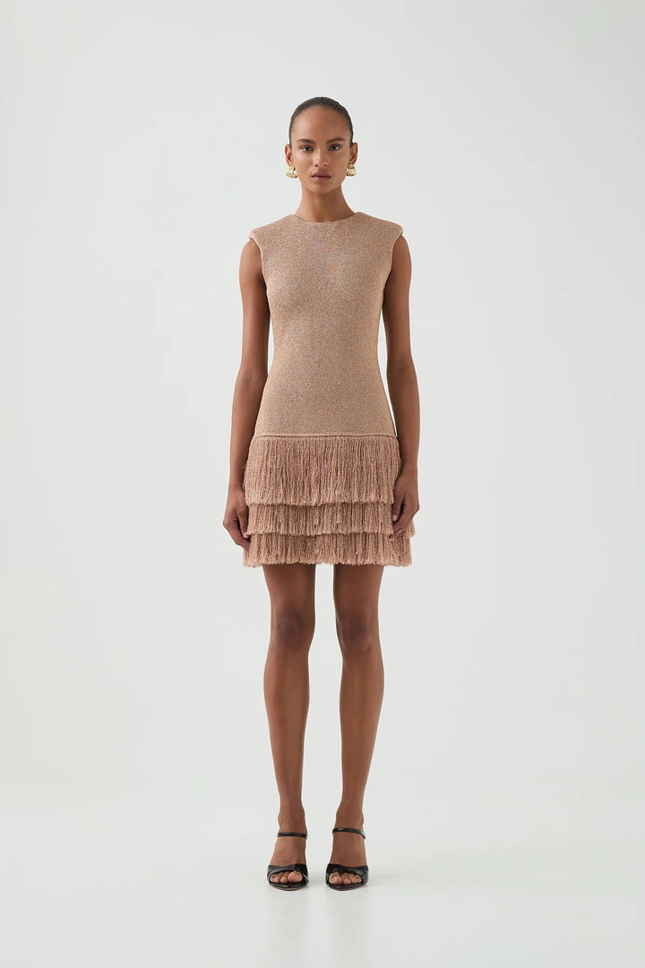 AJE Rose Gold Breeze Knit Mini Dress