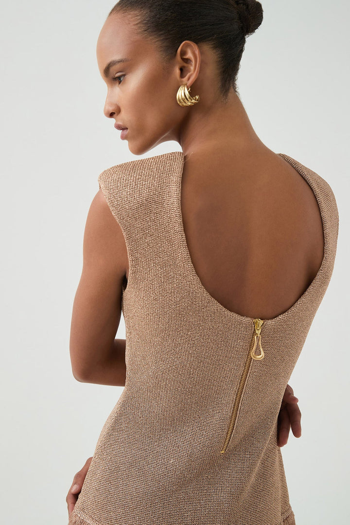 AJE Rose Gold Breeze Knit Mini Dress